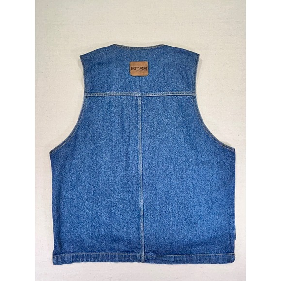 Vintage BOSS JEANS Men's X-Large Denim Vest‎ Biker Western Outdoor Wear USA MADE - Picture 7 of 7
